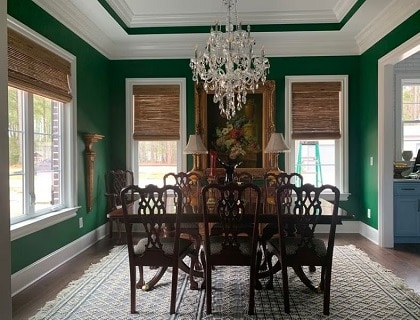 Beautiful woven woods in a dining room