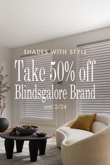 Find shades with style and take 50% off all blindsgalore products