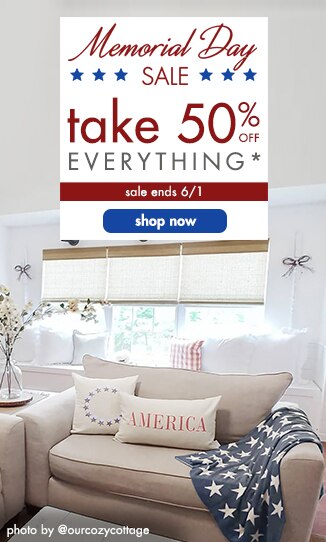 memorial day sale starts now, take 50% off everything