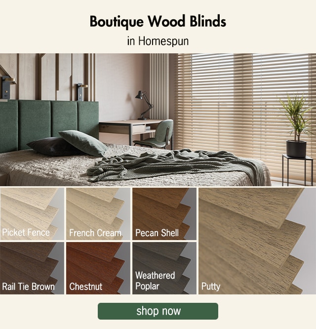 Boutique Wood Blinds in Homespun