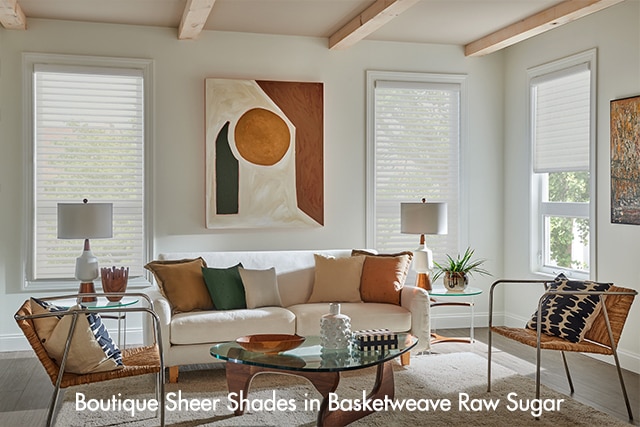Boutique Sheer Shades in Basketweave Raw Sugar