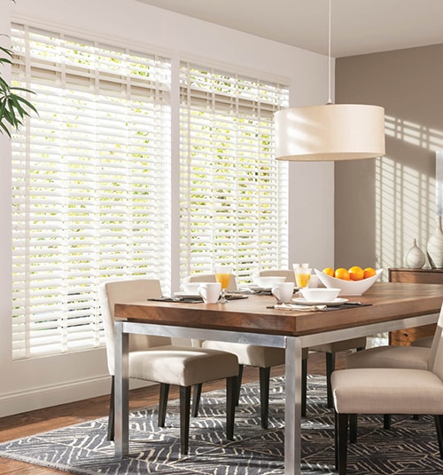 Bali 2&quot; Wood Blinds shown in Sandblast Picket Fence