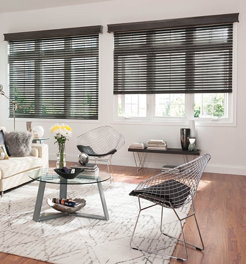 Bali Noble Wood Cornice Shown in Koala with Bali Wood Blinds