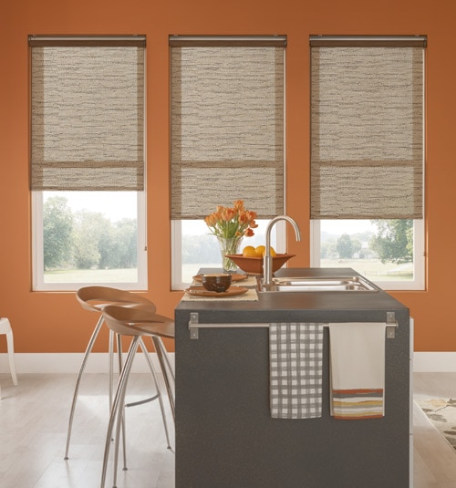 Bali Motorized Roller Shades shown in Mesa Taupe