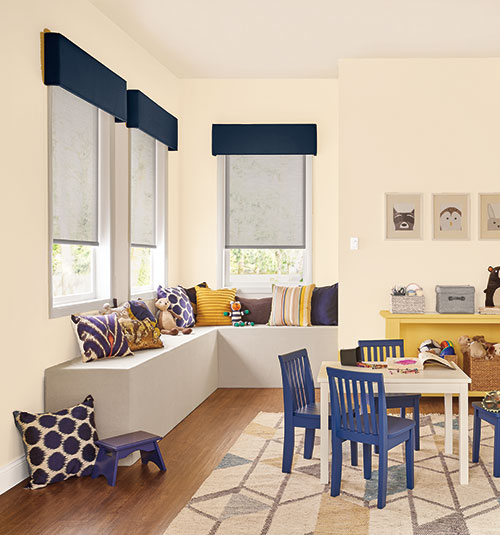 Bali&#xAE; Solar Shades shown in Feedback Farmhouse White