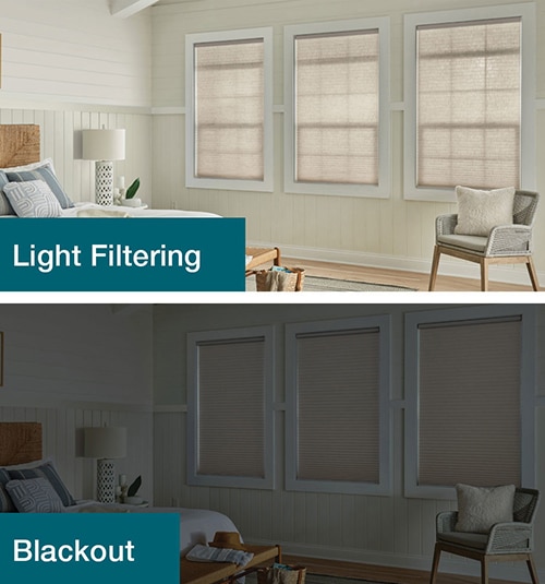 Light Filtering vs Blackout light control with Bali Cellular Shades