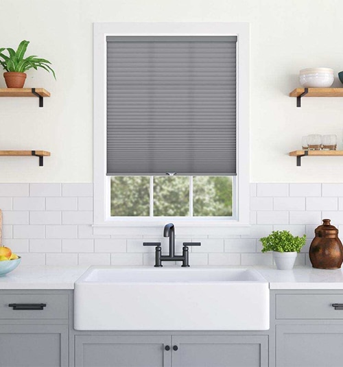 Bali Light Filtering Cellular Shade shown in Halo Hazy Gray