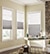 Bali Cordless Sun Up Sun Down Cellular Shades shown in light filtering Sunrise White Sugar and Dove Grey