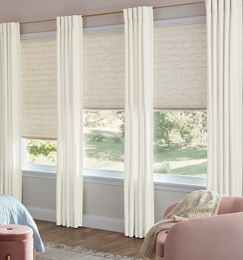 Back Tab Drapery shown in Awash Gambrel Plumed White