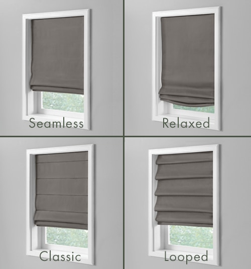 Bali Romans are available in four styles of folds: Seamless, Relaxed, Classic and Looped.