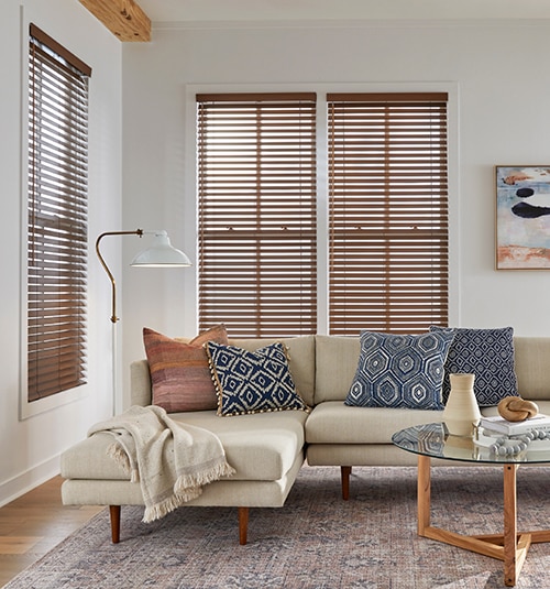 Shown in Hickory with Partially Open Slats