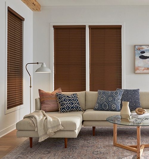 Shown in Hickory with Closed Slats
