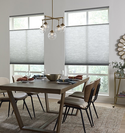 LEVOLOR Light Filtering Cellular Shades shown in Crosshatch Steelwool