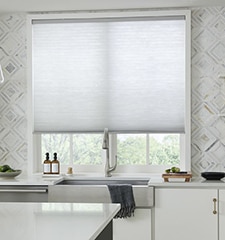 LEVOLOR Light Filtering Cellular Shades shown in Silkweave Silver Coin