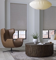 LEVOLOR Blackout Cellular Shades shown in Abaca Linen Mushroom
