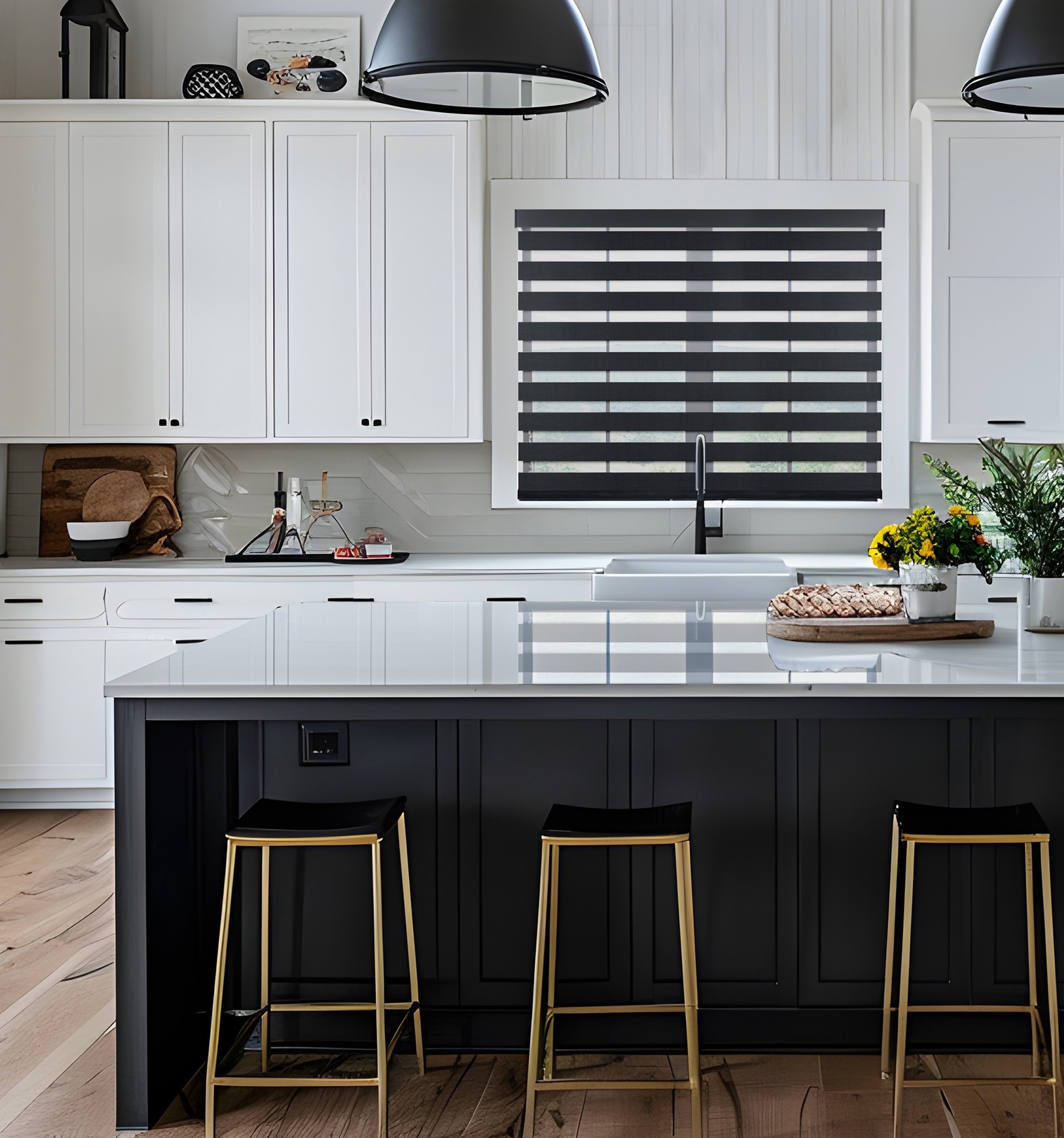 Cordless lift Dual Sheers shown in Sateen Iron Ore