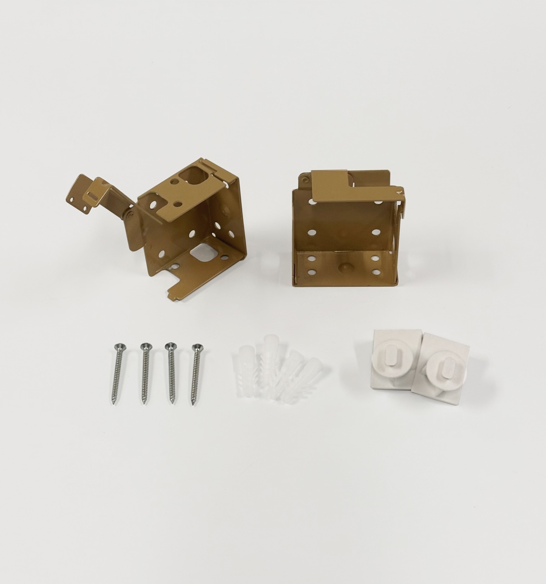 All hardware, including color-coordinated box brackets, mounting screws, and anchors, is included. If a valance is ordered, magnetic valance clips are also provided.