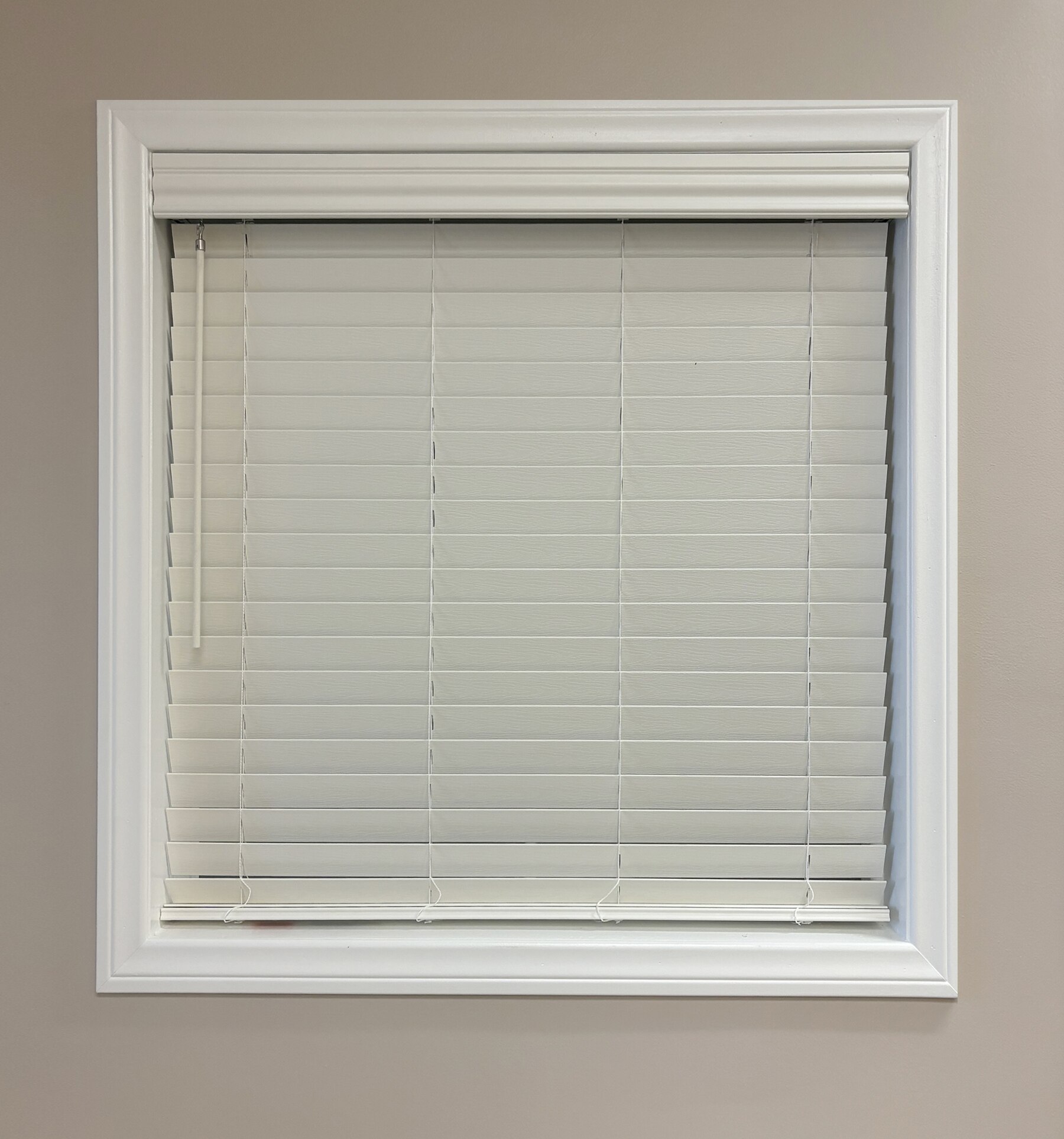 thumbnail image 2 of Premium Faux Black Cordless Roman Shade – Custom Sizes, White Accents, Blackout 2 of 5