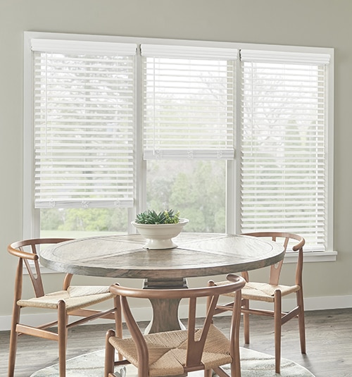 Blindsgalore Essential Cordless 2" Faux Wood Blinds shown in Frost