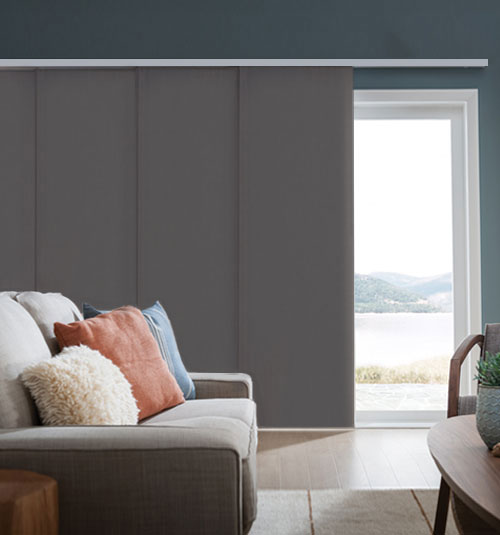 Blindsgalore Envision Sliding Panels shown in Splendid Iron