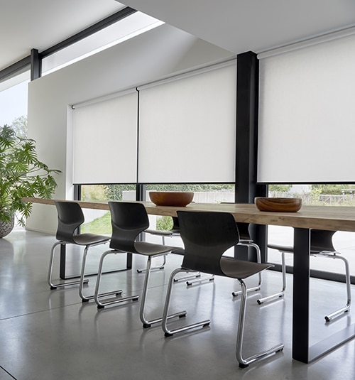 Blindsgalore Harmony Roller Shades shown in Essential Canvas Off White