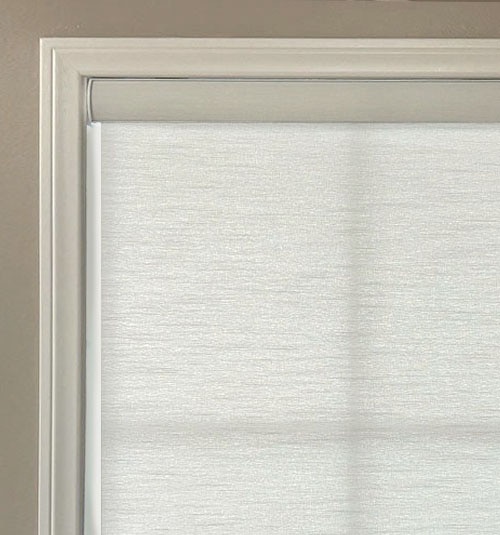 Light filtering roller shade with 3&#x201D; White Cassette Fabric shown in Textured Canvas White