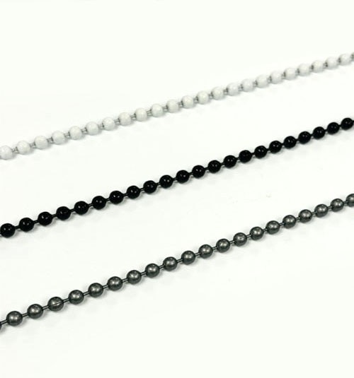 Metal bead chain for Cord Loop control is offered in White, Gray or Black