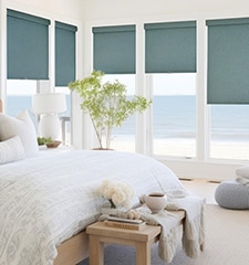 Blindsgalore Luxera Roller Shade shown in Textured Canvas Seascape