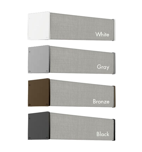 True Square Cassettes come fabric wrapped and are offered in White, Gray, Bronze or Black. Color is determined by Hardware Color selection