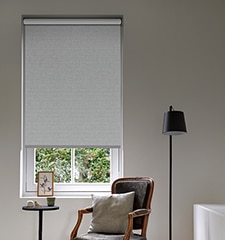 Blindsgalore Harmony Bluetooth Motorized Roller Shades shown in Portside Pebble: Light Filtering