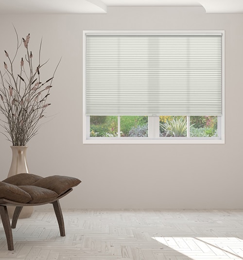 Blindsgalore Essential Cordless Cellular Shades: Light Filtering shown in Stone White