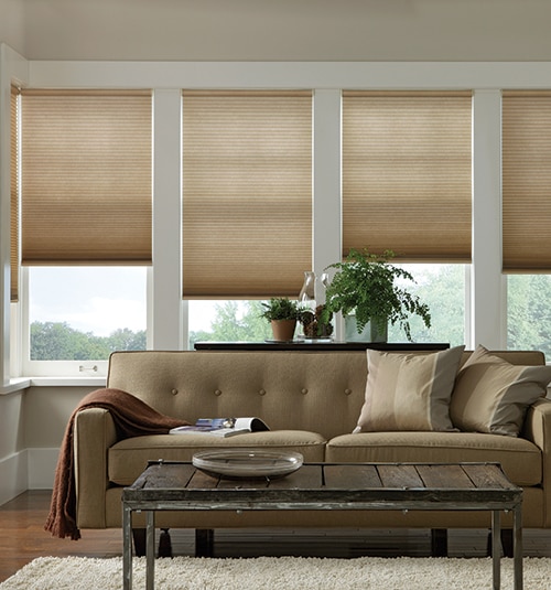 Blindsgalore Classic Cordless Light Filtering Cellular Shade shown in Sandy Tan