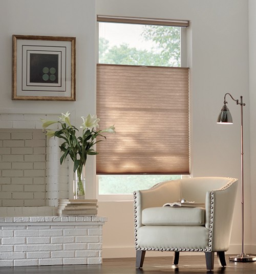 Blindsgalore No Drill Light Filtering Cellular Shades shown in Cider