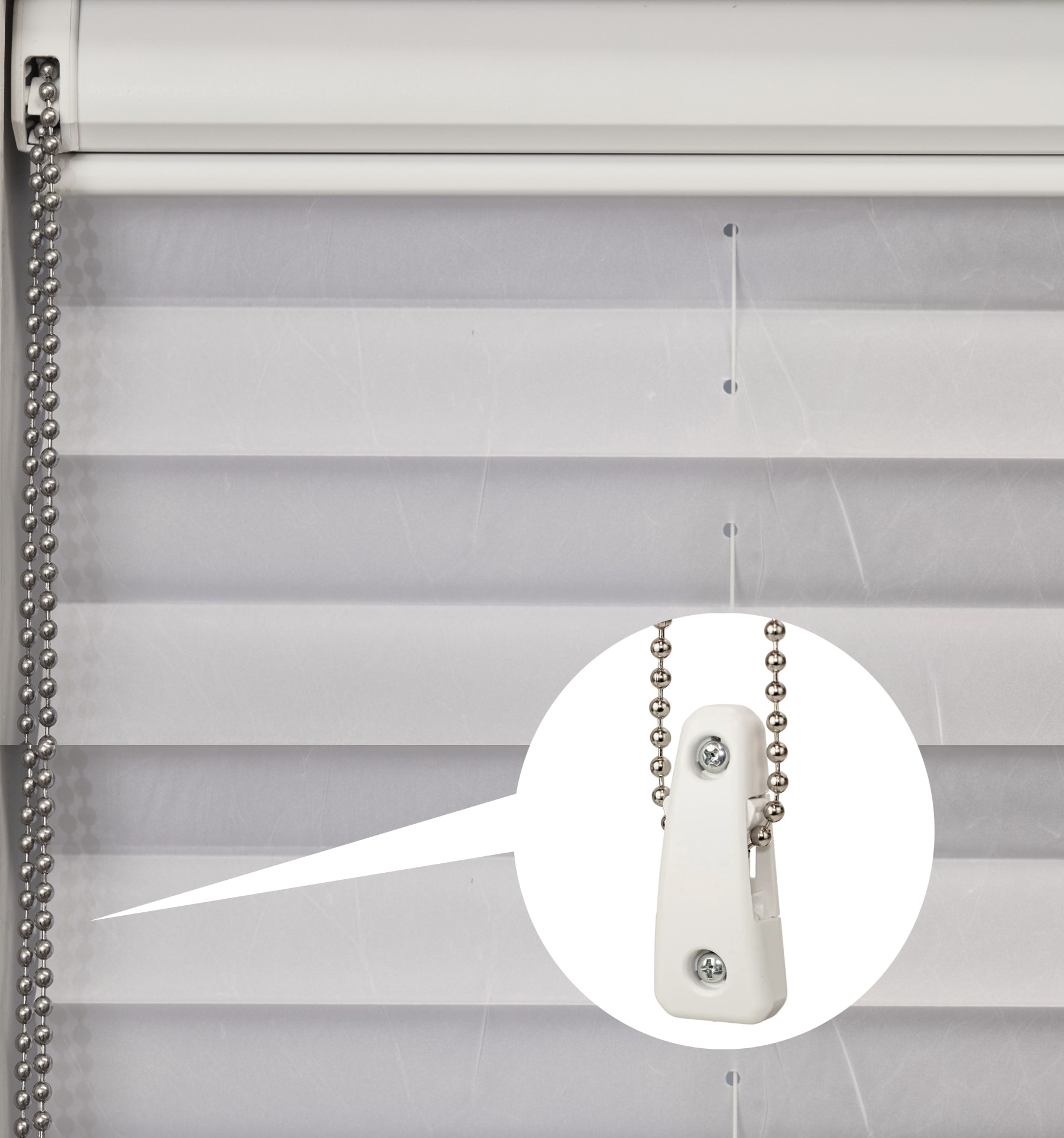 Continuous Chain Loop will always come with a stainless steel bead chain. Chain Loop must be installed with the included tension device.