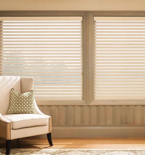 Motorized Sheer Shades shown in Macaroon