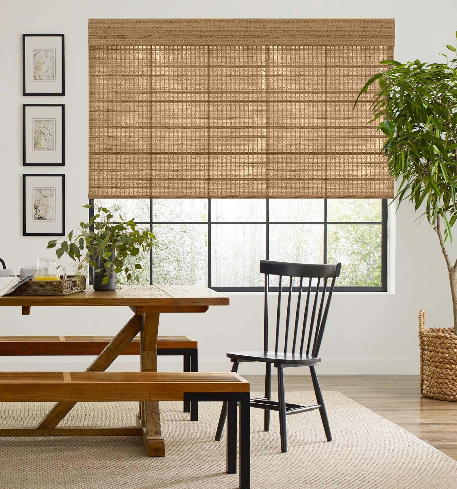 Unlined natural bamboo shade shown in Kua Bay