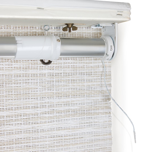 Motorized Woven Wood Shade Close Up