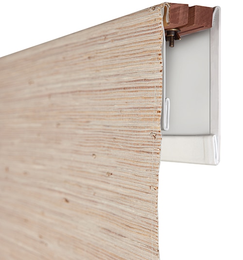 Waterfall Woven Wood Shades shown with back valance