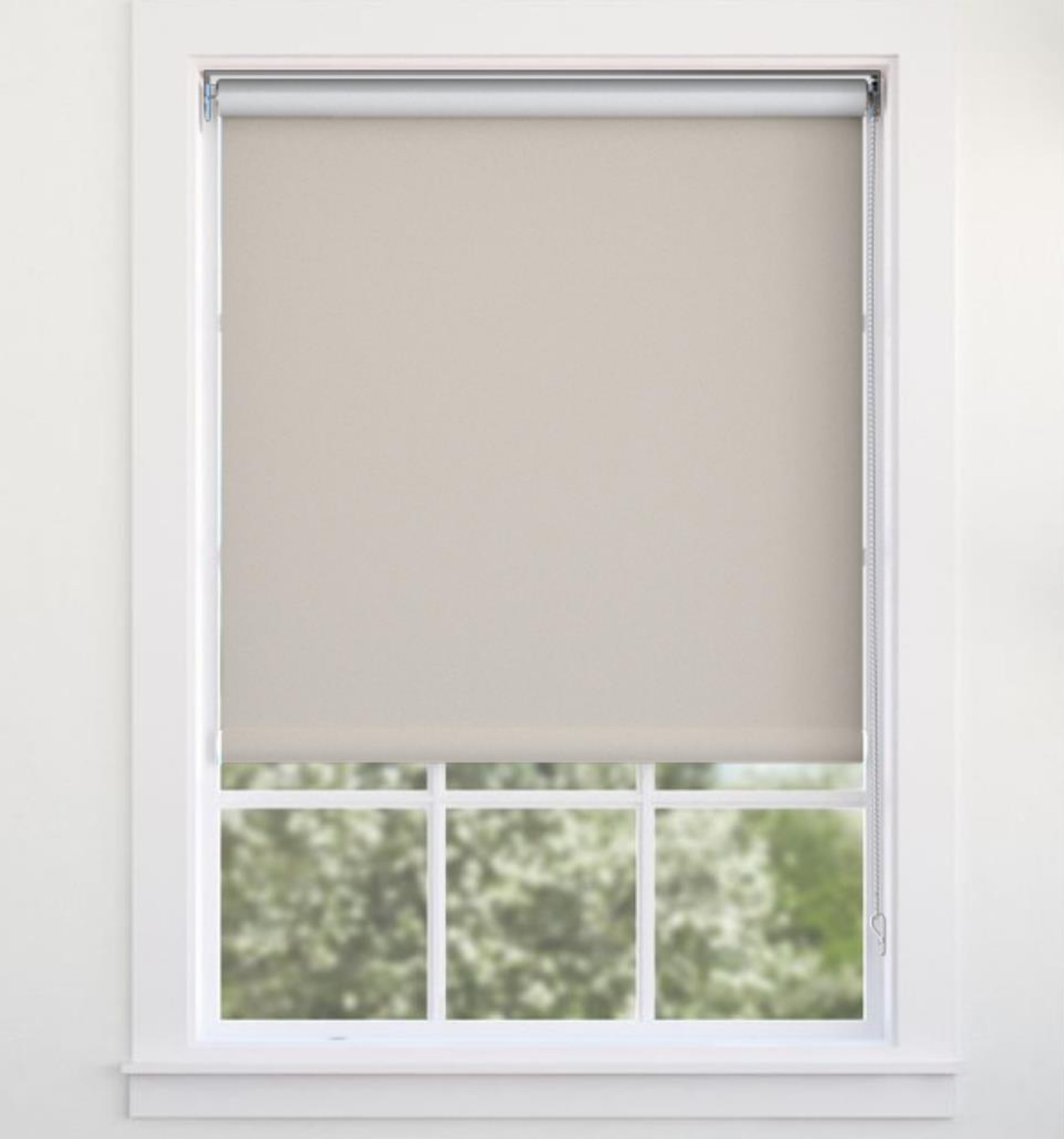 Standard Roll without Valance. Exposed rolls will have about a 1/2" to 1" gap from the top of the window frame, to the top of the roller.