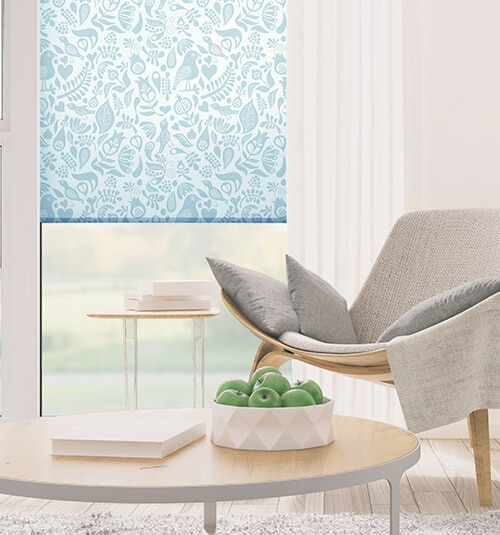 Blindsgalore Expressions Roller Shades shown in color Perch - Slate