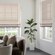 Blindsgalore Classic Roman Shades shown in Simple Canvas Linen with Parallel Cloth Tapes.