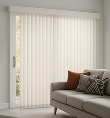 Blindsgalore Fabric Vertical Blinds shown in Flaxen Mist