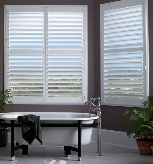 Faux Wood Shutter shown with Casing Frame