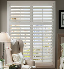 INTERIOR SOLID WOOD PLANTATION SHUTTERS  WHITE,4.5" LOUVERS FOUR PAIRS AVAILABLE 