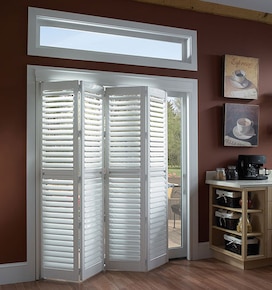 White Vinyl Louvered Shutters Exterior Shutters The Home Depot