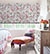 Blindsgalore Designer Roman Shades: Plain Fold shown in Wildflower: Pink Thistle