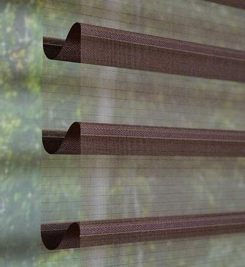 Chocolate sheer shades with open vanes