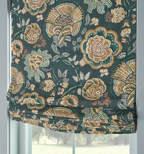 Boutique Roman Shades: Patterns shown in Veranda Dusty Blue