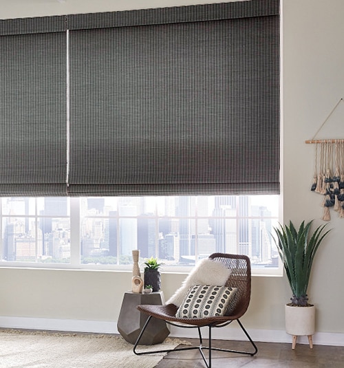 Natural Woven Shades shown in Fletcher: Dusty Shale with no liner