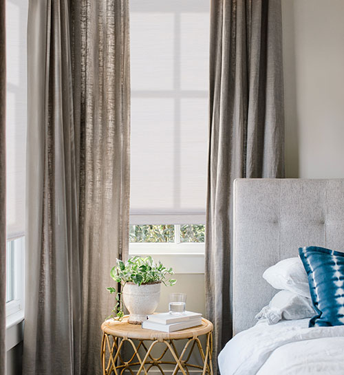 Boutique Serenity Natural Woven Shades shown in Newport Salt